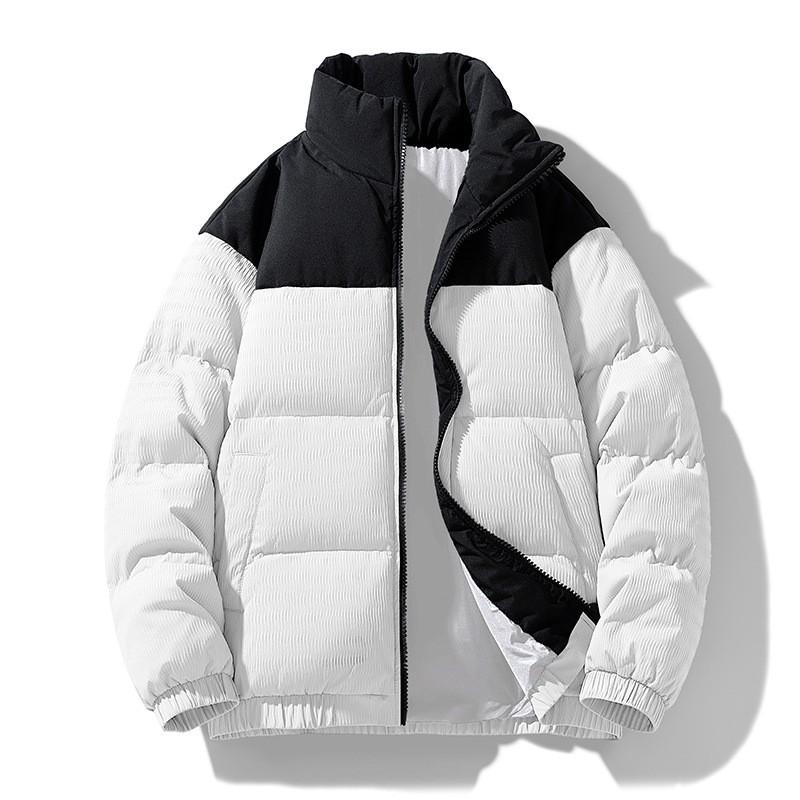 Dopamine Color Block Thick Stand Collar Down Jacket Winter Unisex Warm Casual Fashion