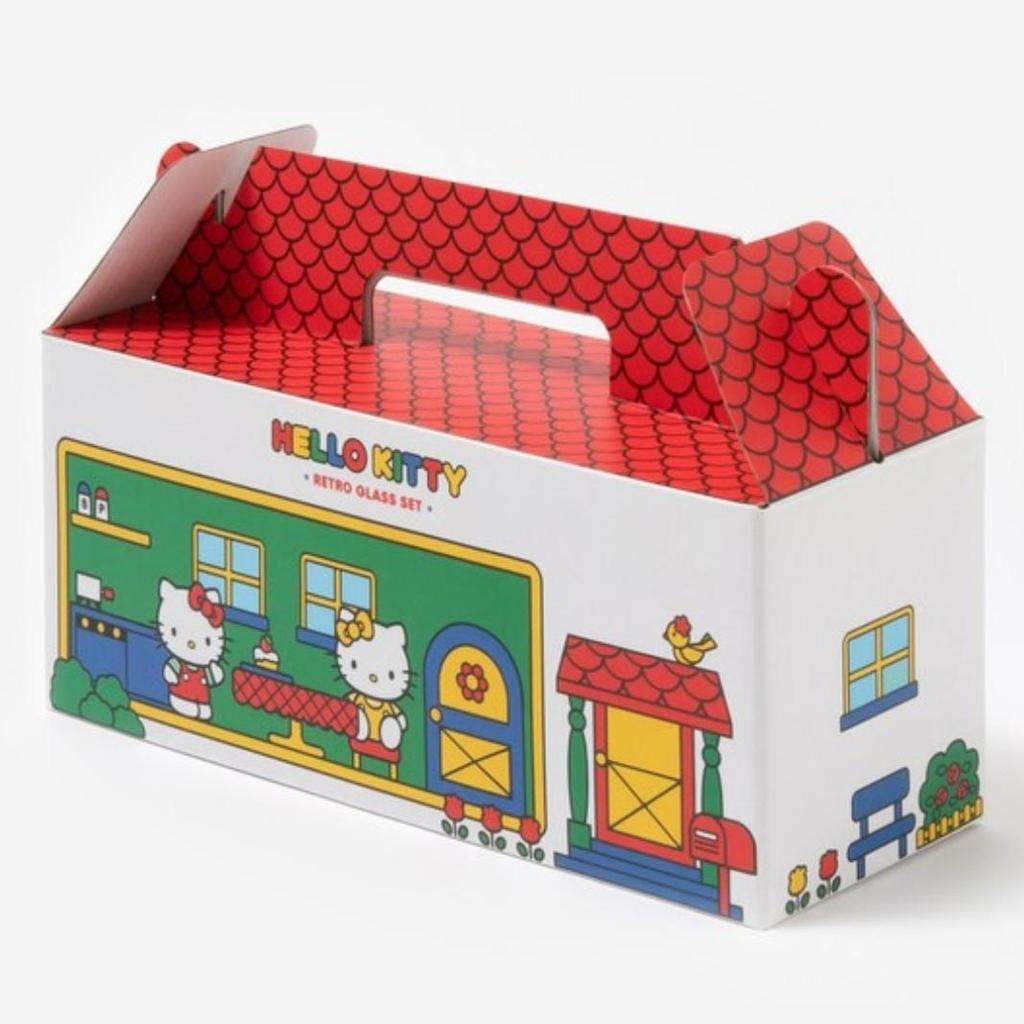 [Hello Kitty] Retro Glass Cup 3P Set / Lilfant Hello Kitty Curly Dishwasher-Safe Stainless Steel Cup