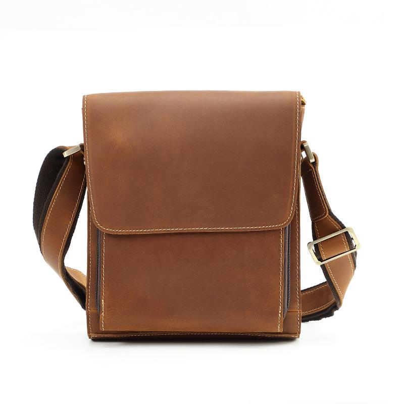

Genuine Leather Men s Business Backpack, Top Layer Cowhide Crossbody Shoulder Bag, Genuine Leather Briefcase, Crazy Horse Leather Retro Mailman Bag