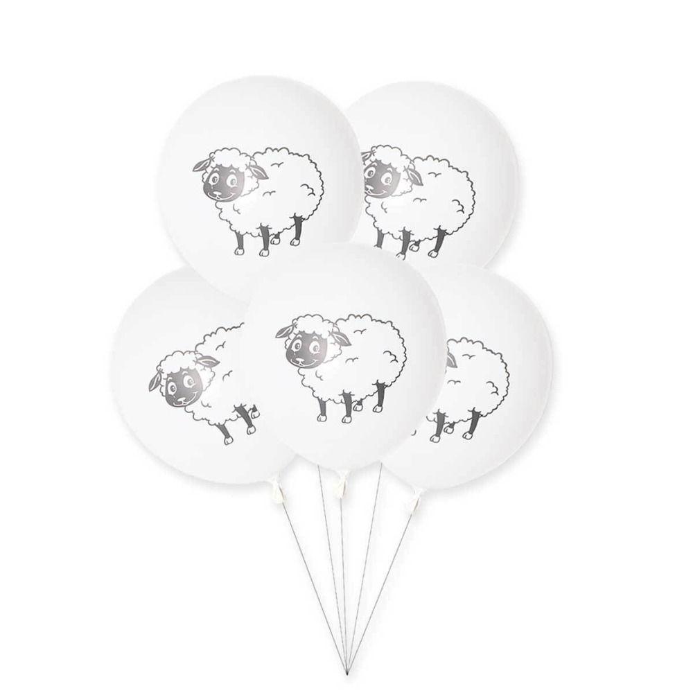 10pcs 12inch White Sheep Latex Balloons Inflatable Animal Balloons Sheep Print Balloon  Home Decor