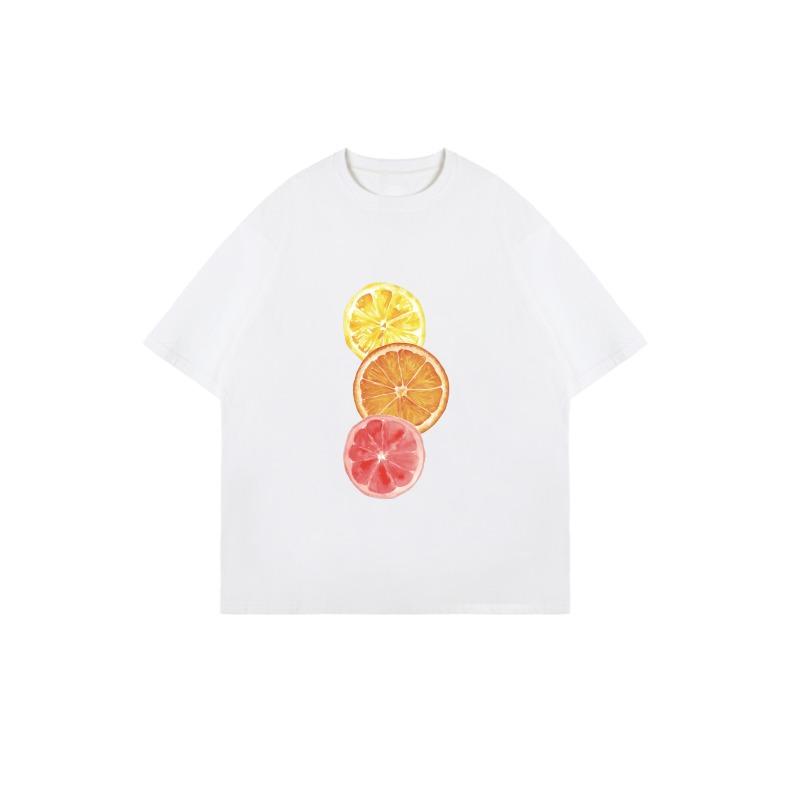 Black Oversized T Shirt With Citrus Fruit Print For  Casual Wear
