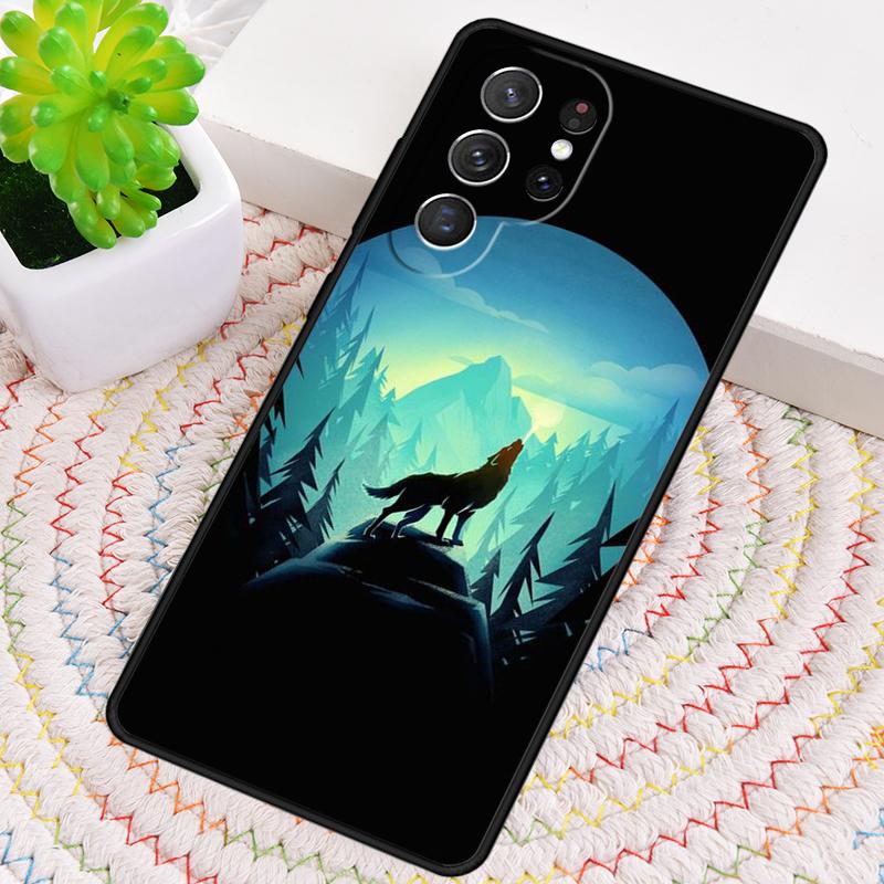 Moon Roaring Wolf Print Silicone Phone Case For Samsung Galaxy Note 10 Pro S26 S25 S24 S23 S22 S21 Plus S25Ultra Capa Cover