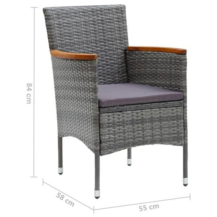 Chaises de salle à manger de jardin - ZERONE - Résine tressée Gris - Accoudoirs - Lot de 4