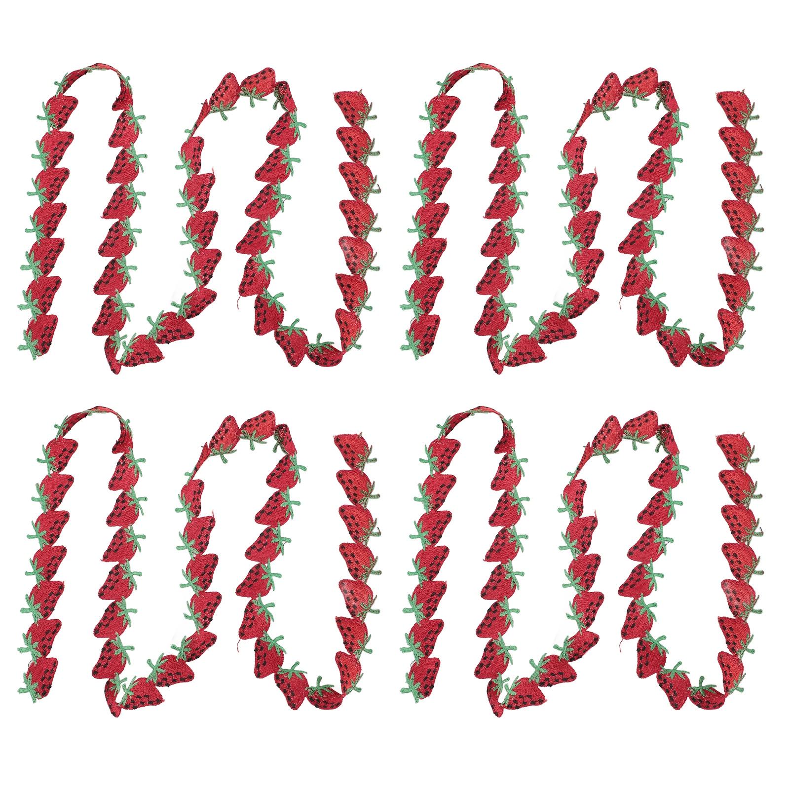 

4 Roll Strawberry Ribbon Decorative Fruit Trim Ribbon for Sewing Binding Patching Handicrafts 6 Yard