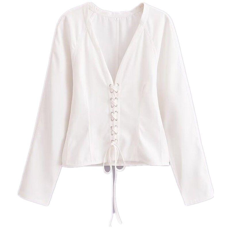 Fashion Style 2024 Summer New Arrival Women's Stylish Slimming Versatile Long Sleeves Rope Shirt Tops 2010798