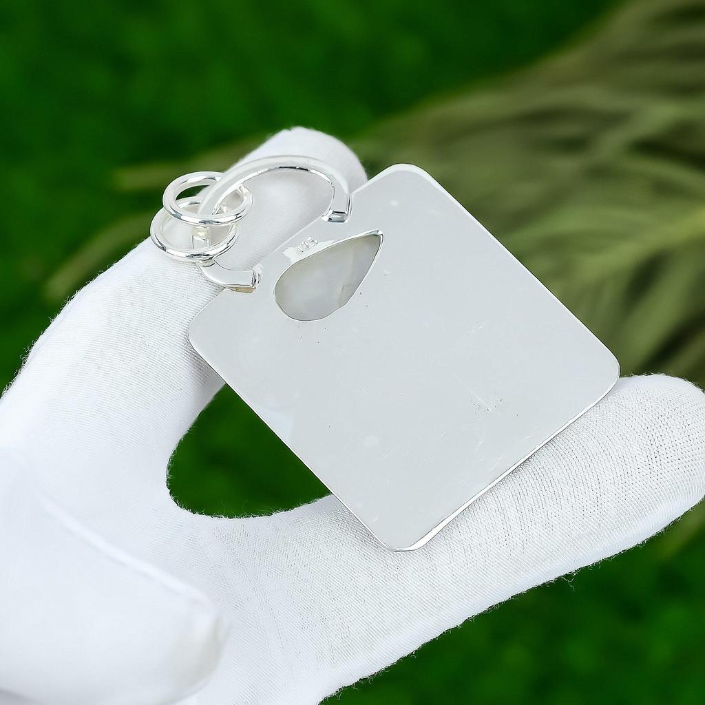 Mothers Day Sale 925 Silver Rainbow Moonstone Gemstone Ethnic Pendant Jewelry