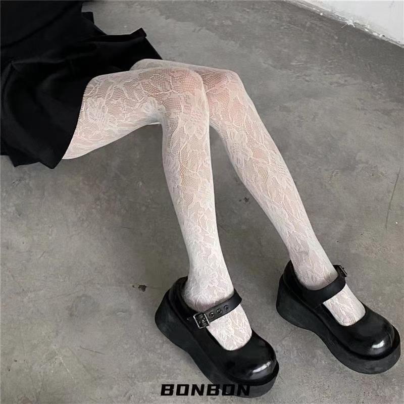 Black Rose Fishnet Pantyhose – Versatile, Cute, and Stylish Hollowed-Out Design