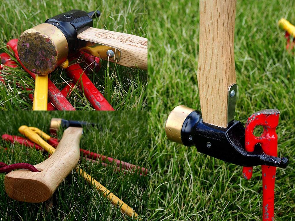 ELLISSE Forged and Hardened Peg Hammer, ELLISSE Stake Ultimate Hammer, Short, (Brass Head with Chrome Finish), Made in Japan