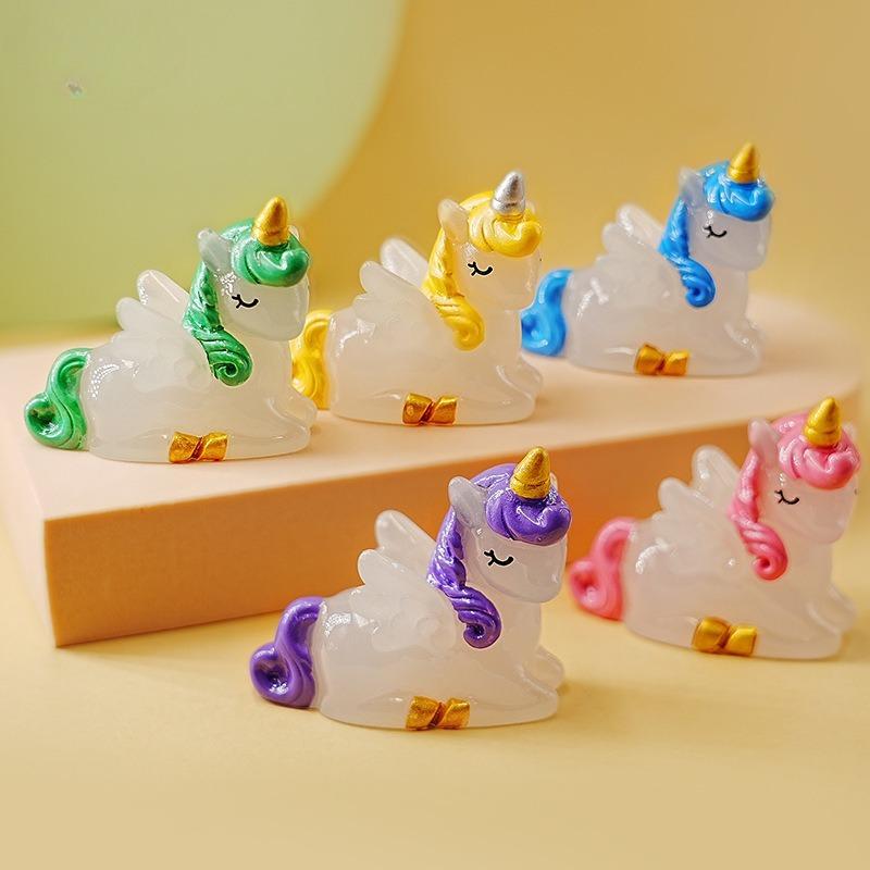 Year of The Horse Luminous Unicorn Creative Home Office Desktop Decoration Resin Decoration Trendy Cute Blind Box Accessories