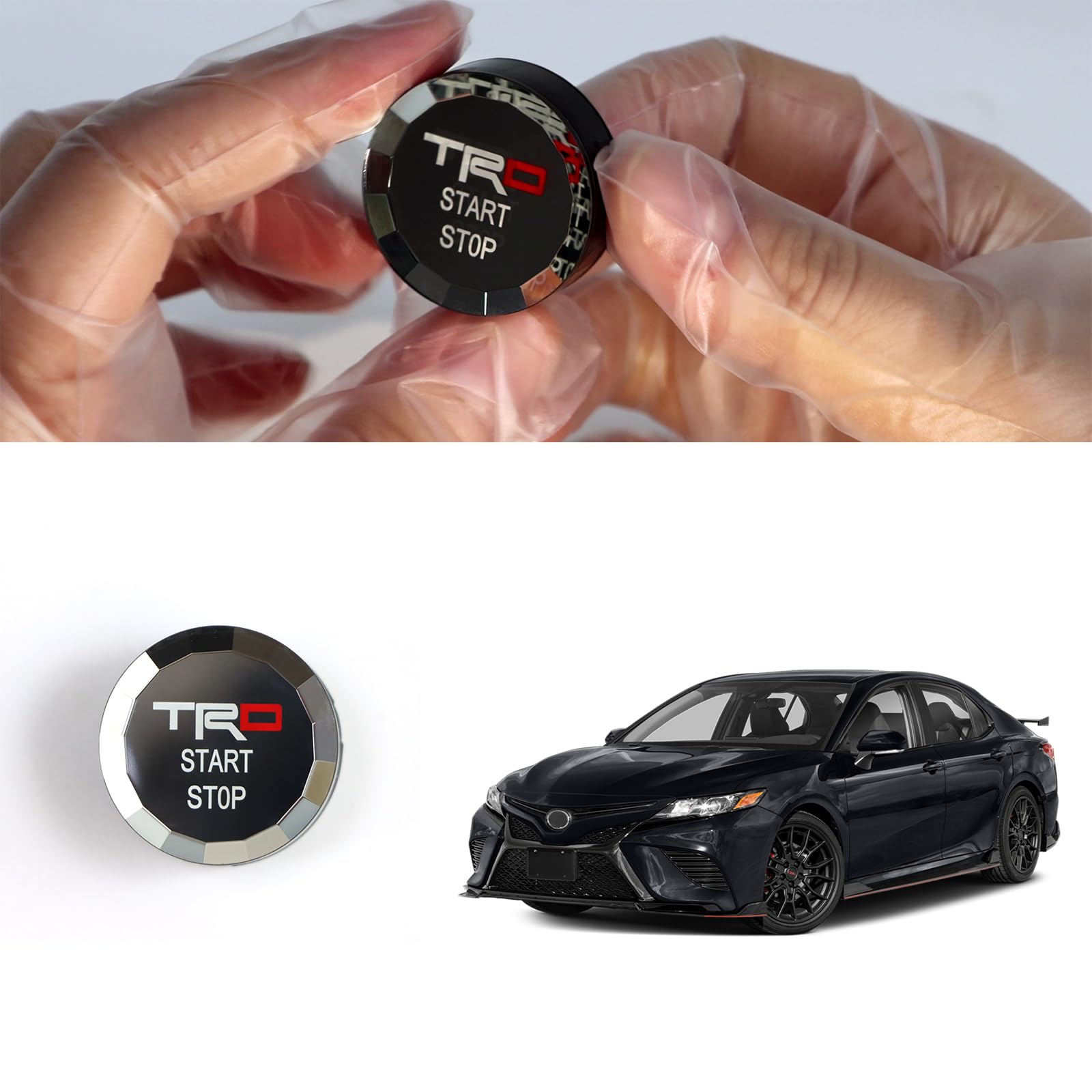 Karell New TRD Engine Start Button 3D Crystal New TRD Accessory Engine Start Button Cover TRD Push Start Switch Cover New TRD Start Button Cover Car A