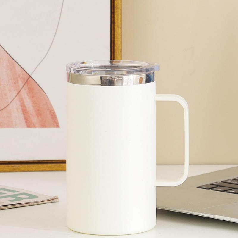 650ML Stainless Steel Water Bottle with Lid and Handle Double Layers Portable Simply Style Coffee Mug Heat Insulation Milk Cup
