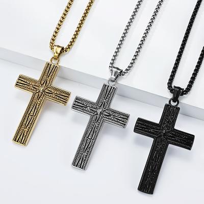 Vintage Gothic Punk Wind Titanium Steel Cross Necklace Men's Niche Personality Literary American Street Pendant