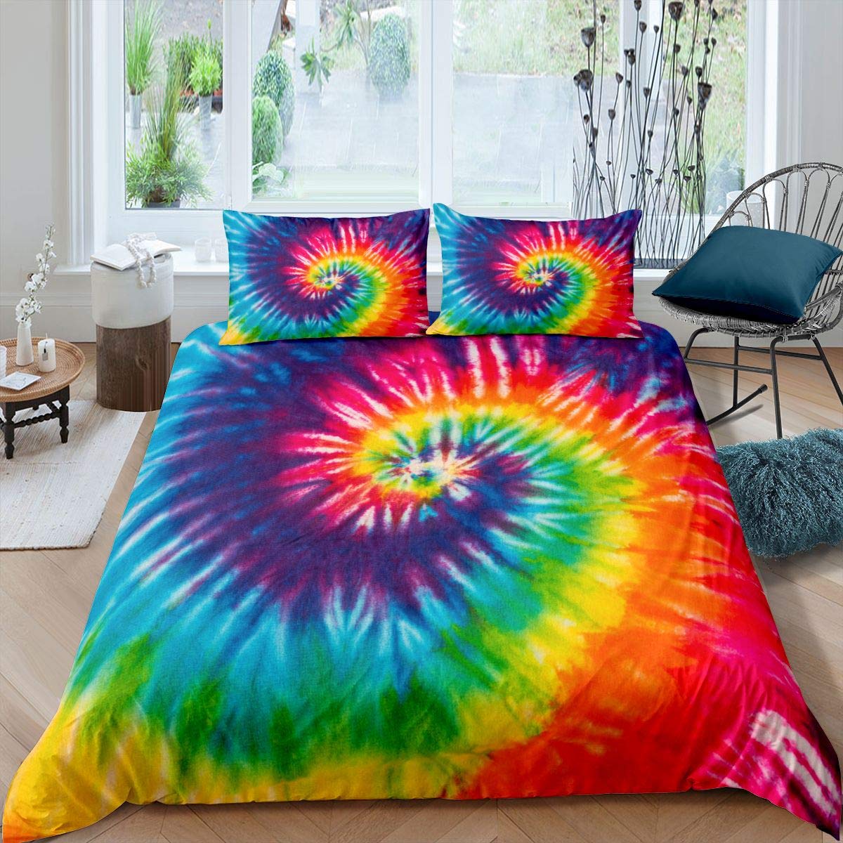 

Comforter Psychedelic Swirl For Kids Adults Fractal Art Comforter Girls Abstract Artwork Circle Floral Bedding Set Comforter (quilt)-EU Single(135*200cm)3pcs