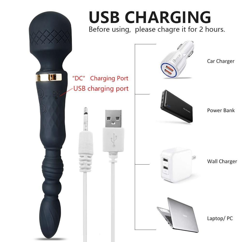 Magic Wand Vibrator Big Heads AV Body Massager G Spot Clitoris Stimulator USB Charging Female Masturbator Sex Toys for Woman