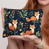 Charmante Fuchs-Print Kosmetiktasche Faltbar Polyester Reise Kosmetik-Organizer Reißverschluss Lebendiges Blumendesign Kosmetiktasche Federmäppchen