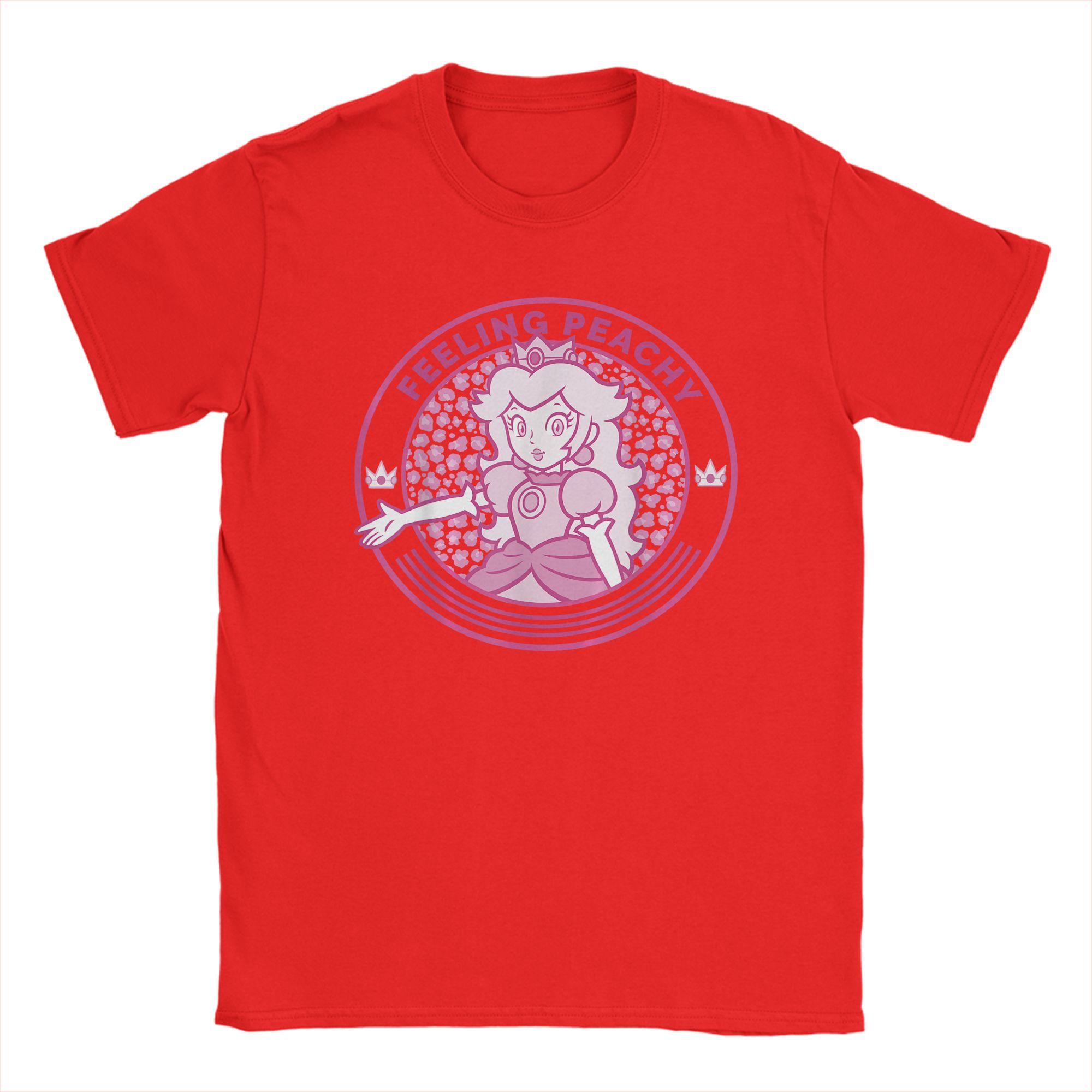 

Super Marios Princess Peach Feeling Peachy Cheetah T Shirts for Unisex Cotton TShirts Crew Neck Tee Shirt Short Sleeve Tops Party S