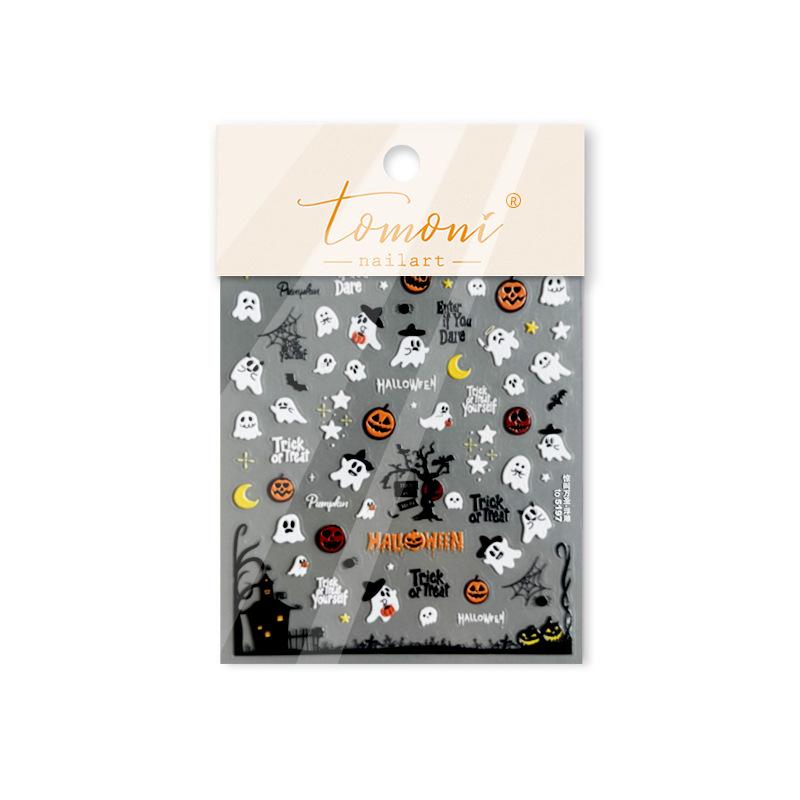 Tomoni 3D Wypukłe Naklejki na Paznokcie dla Dzieci - Słodki i Fajny Design Pandy na Halloween