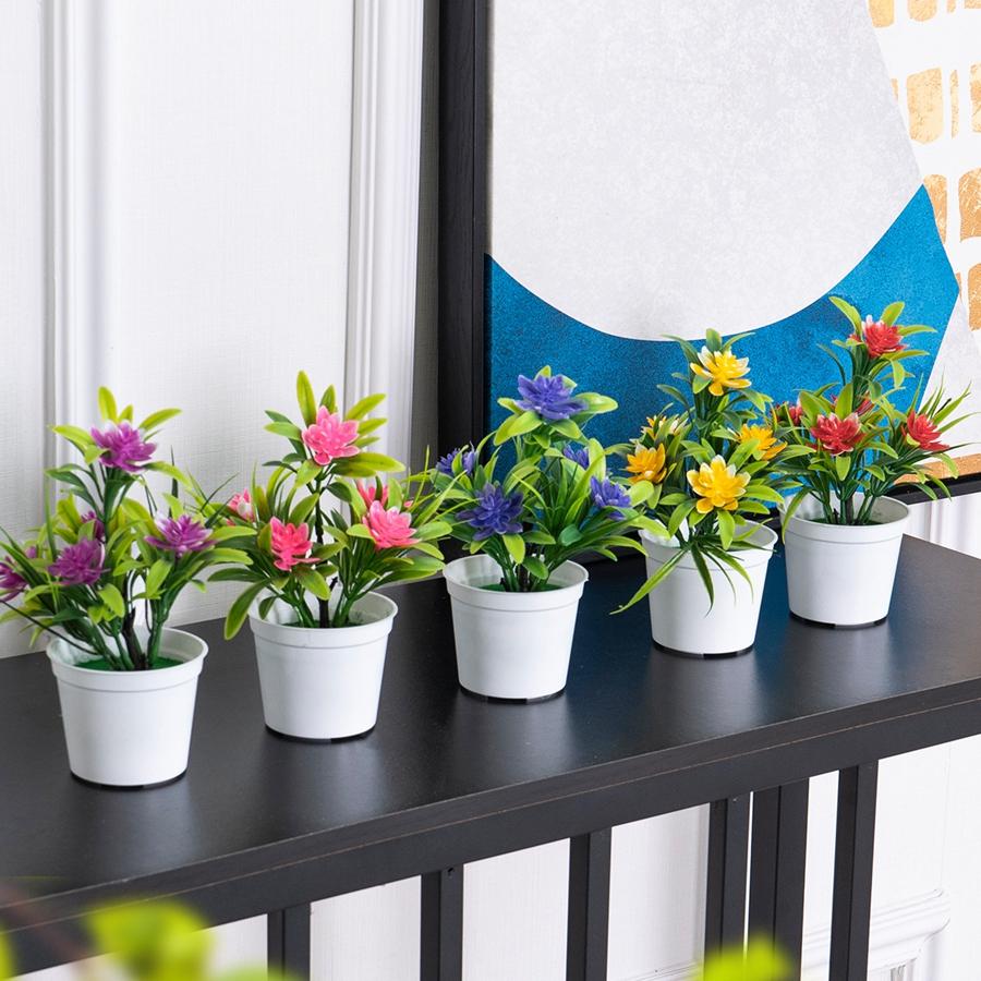 1/4PCS Artificial Flowers Bonsai Vase Home Table Mini Potted Festival Wedding Decor Diy Ornamental Flowerpot Bathroom Windowsill