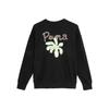 PUMA Women's Black Solid Color Embroidered Crew Neck Long Sleeve Sweatshirt