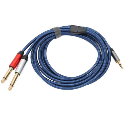 3.5mm Stereo Erkek - Çift 6.35mm Mono Erkek o Kablo Naylon Alüminyum Alaşım Ayırıcı Kablo 5m