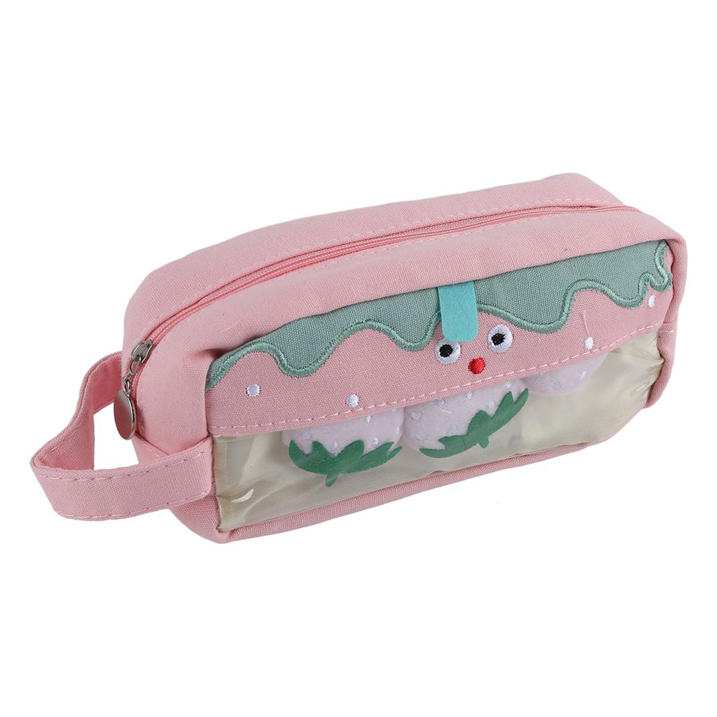 Pencil Bag Cute Cartoon Style Smoothing Zipper Canvas Big Capacity Large Pencil Case for Home