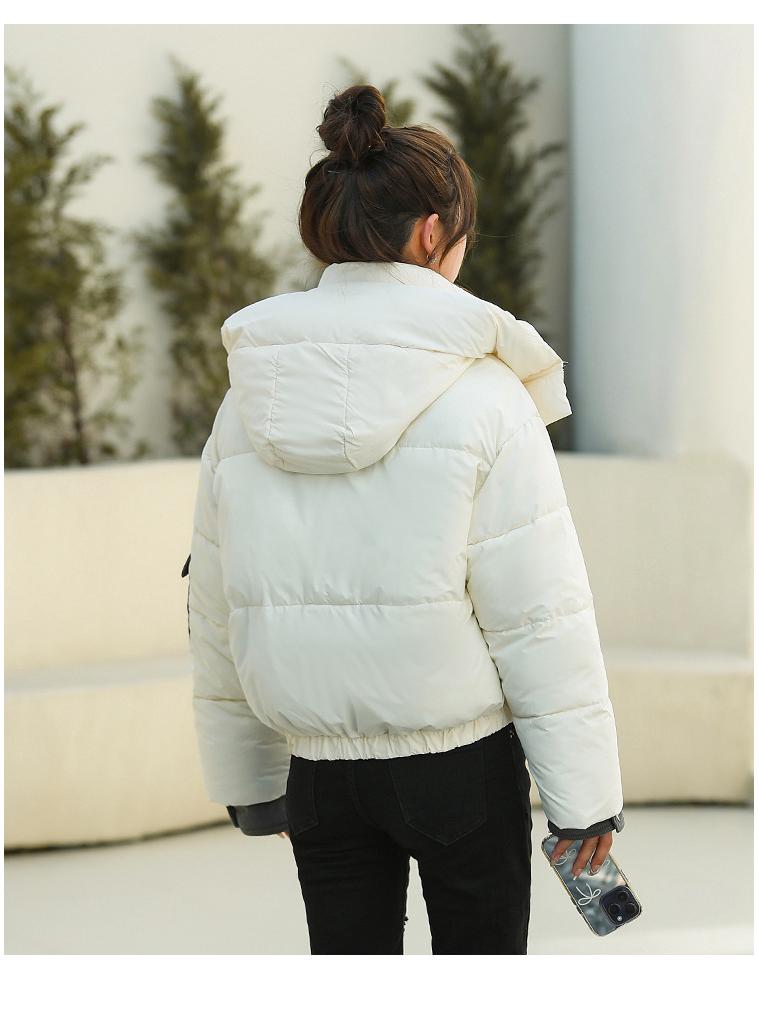 2025 Autumn/Winter Korean Style Versatile Hooded Cotton Jacket