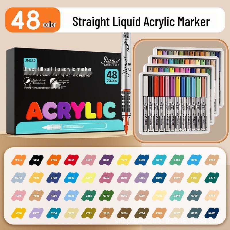 Washable Liquid Acrylic Marker with Soft Tip - Layerable Watercolor Pen for Kids' Art Projects