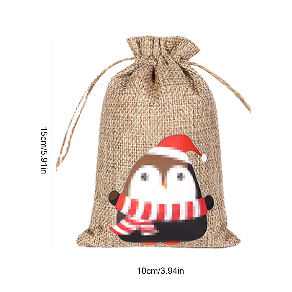 Christmas Advent Calendar Bags 24 Days Countdown Set DIY Drawstring Candy Gift Bag Xmas Tree Fireplace Decor Hanging Gift Bags