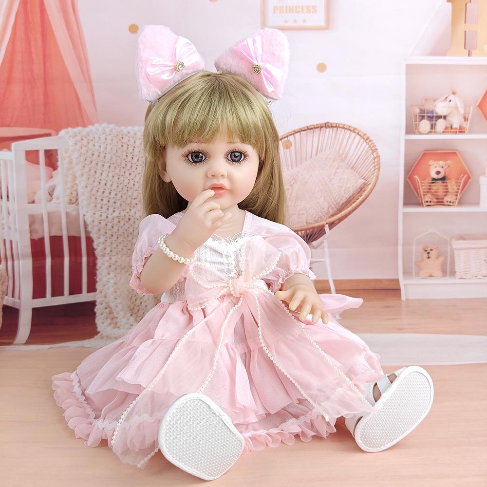 55cm Reborn Doll Girl with Pacifier - Princess Dress-up Role-playing Toy for Kids