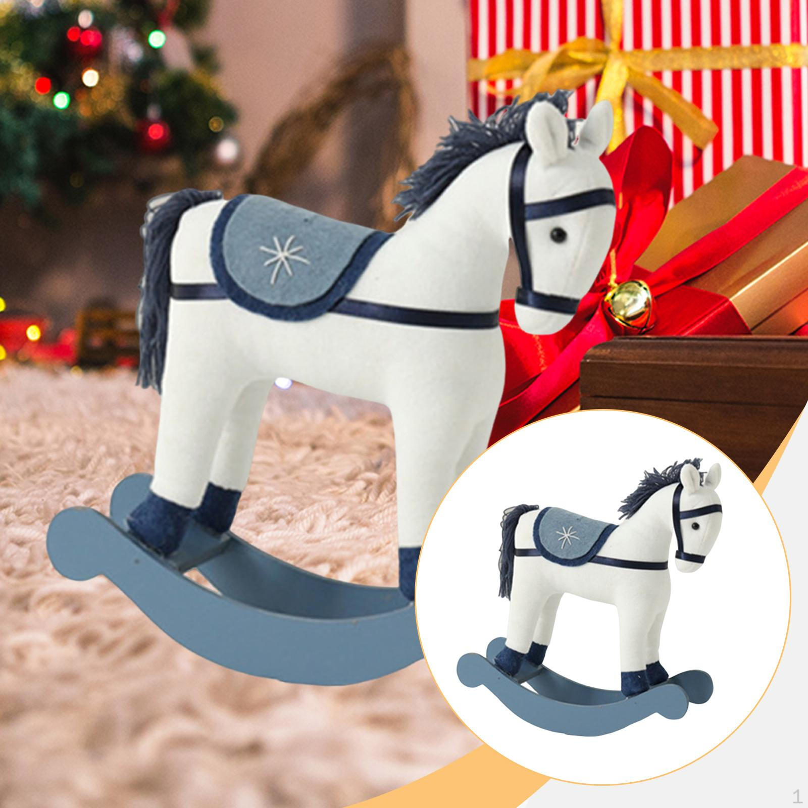 

Christmas Decoration Rocking 23cmx8x26cm/9 x3 x10.2 Lightweight for Holidays Gift Desk Ornament White Blue