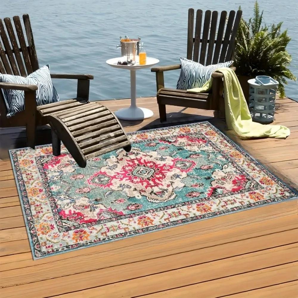 VIKAMA Böhmischer Sommer Außen Teppich Heimdekoration, Balkon, Wohnmobil Camping Bodenmatte, Schimmelresistent, Feuchtigkeitsbeständig Und Schmutzabweisend