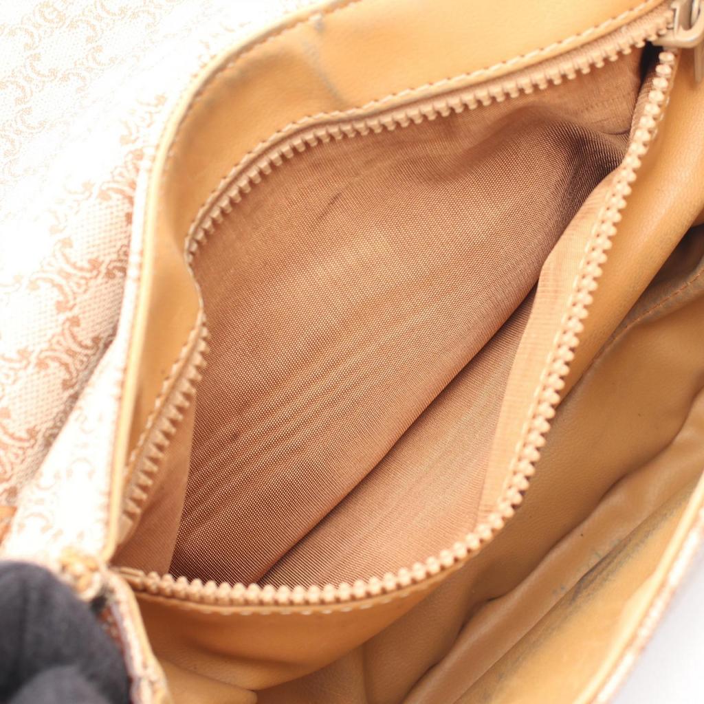 Used CELINE Triomphe Shoulder Bag PVC coated canvas leather Beige Brown Used Women
