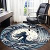 1pc Ocean Waves Office Round Area Rug, Indoor Mat Suitable For Office, Under Office Chairs Bedroom Living Room Home Decor234