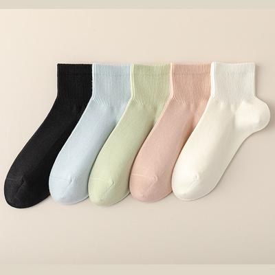 Sommer Einfarbig, Vielseitig, Schlicht, College-Stil, Atmungsaktiv, Bonbonfarben, Dünne Mid-calf Damen Socken