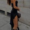 Sexy Strapless Off Shoulder Midi Dress Women Ruffles Split Beach Dress 2025 Summer Slim Fit Party Female Vestido