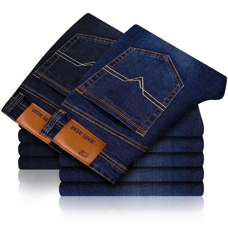 

All-Season Men s Straight Stretch Denim Jeans - High-Quality, Business Casual Long Pants. Size 33