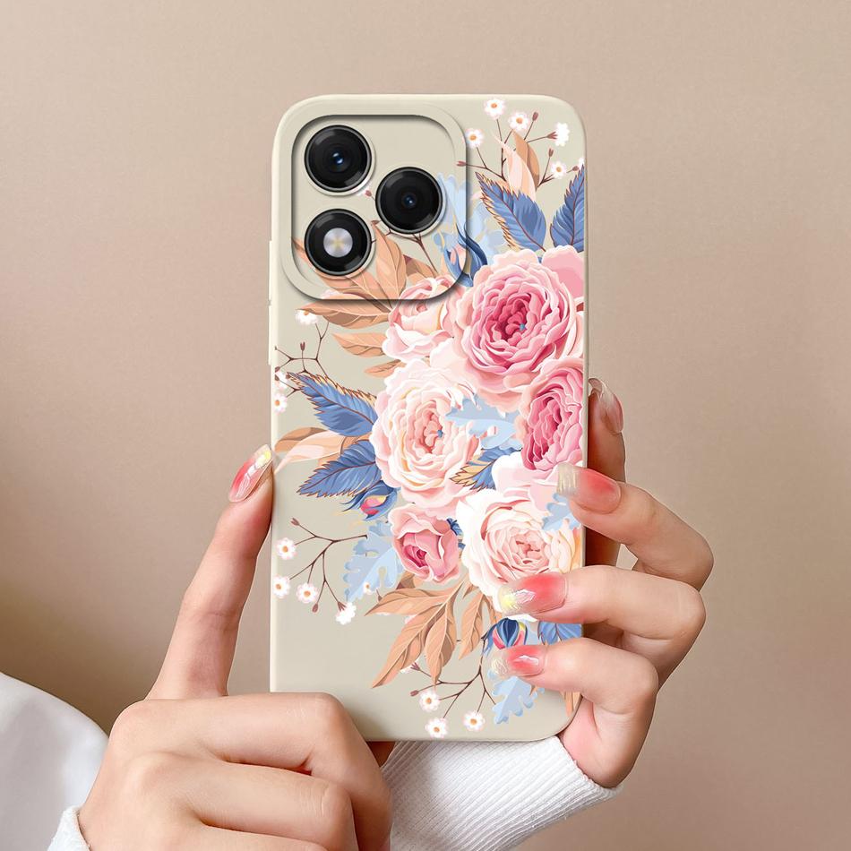 Case For Honor 400 Lite Candy Painted Flowers Phone Cover Soft Liquid Silicone Upgrade Camera Protection Shockproof Back Covers