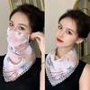 Women's Ice Silk Breathable Windproof Face Veil & Triangle Scarf with Ear Loops - Lightweight Neck Gaiter for Outdoor Use