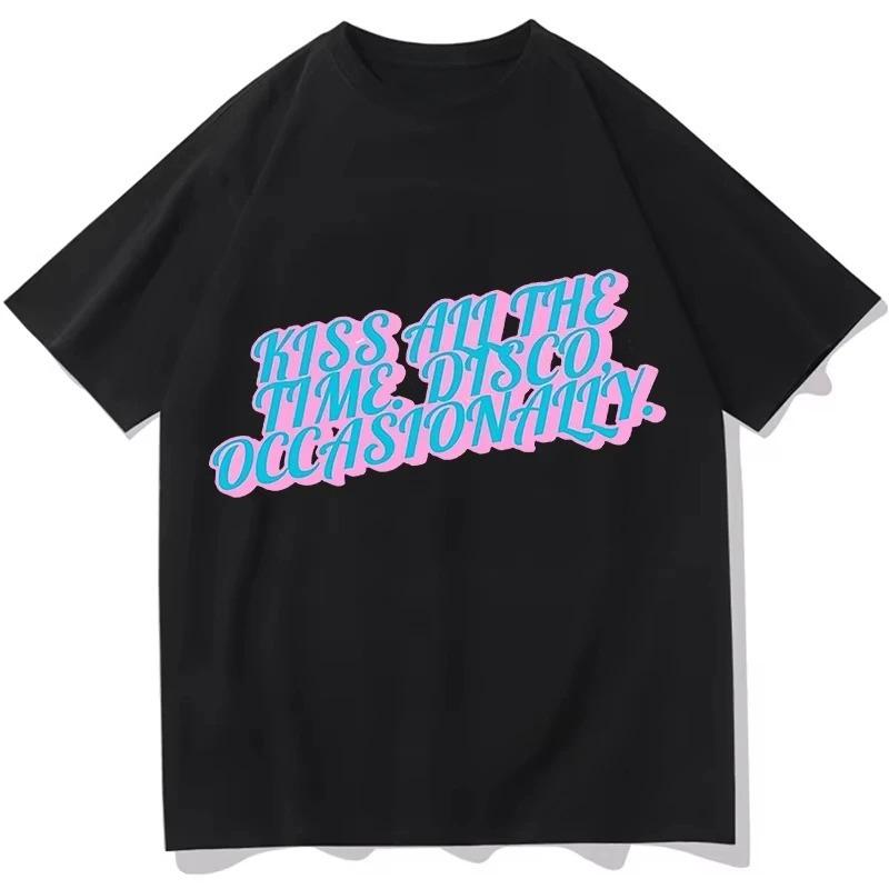 Vintage Kiss All The Time Disco Occasionally TShirts Tees Shirt Unisex Fashion Casual Aesthetic Graphic Summer Cotton Tops Y2K