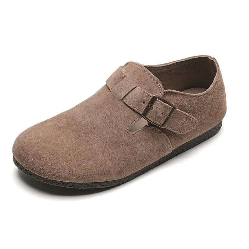 Winter Women Shoes Slip On Plush Warm Women's Flats Retro Genuine Leather Shoes Women Large Size 35-43  Mujer WSH5183