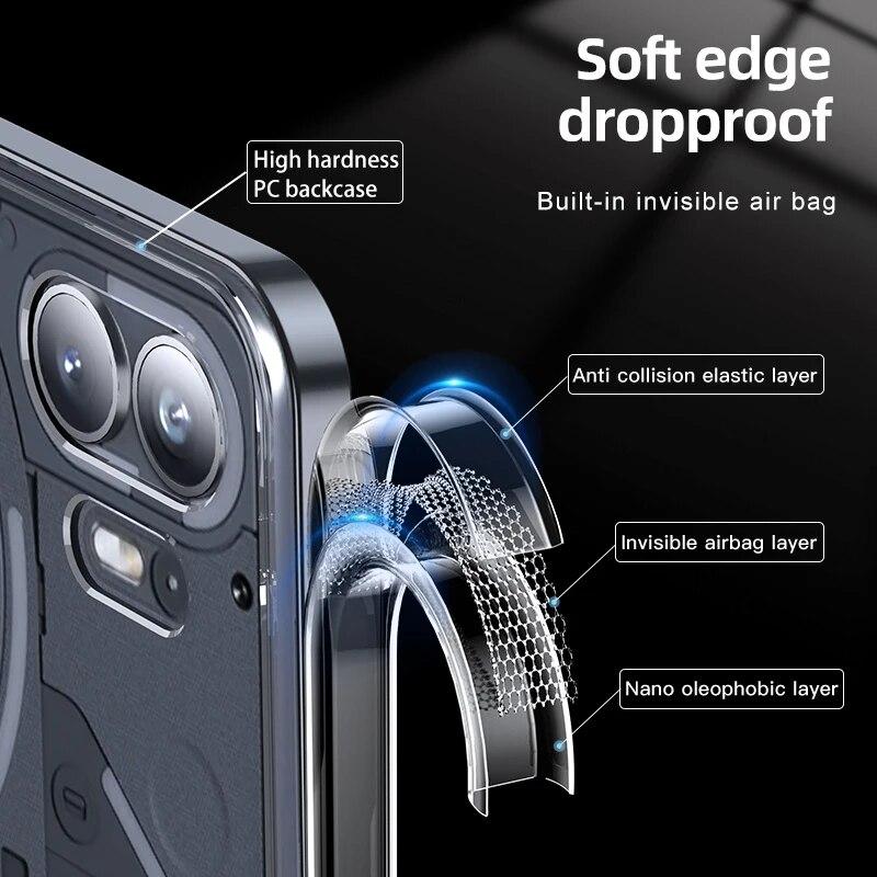 Mat Temizle Manyetik Kablosuz Şarj Zırhı Magsafe Kılıfı Hiçbir Şey Telefon 2A 2 1 Askeri Akrilik Darbeye Dayanıklı Arka Kapak Kabuk hiçbir Şey için Telefon 2