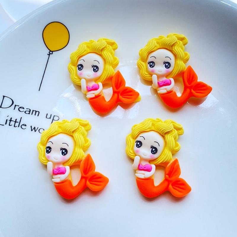 10Pcs New Kawaii Cute The Mermaid Princess Flat Back Resin Cabochons Scrapbooking DIY Jewelry Craft Decoration Accessorie