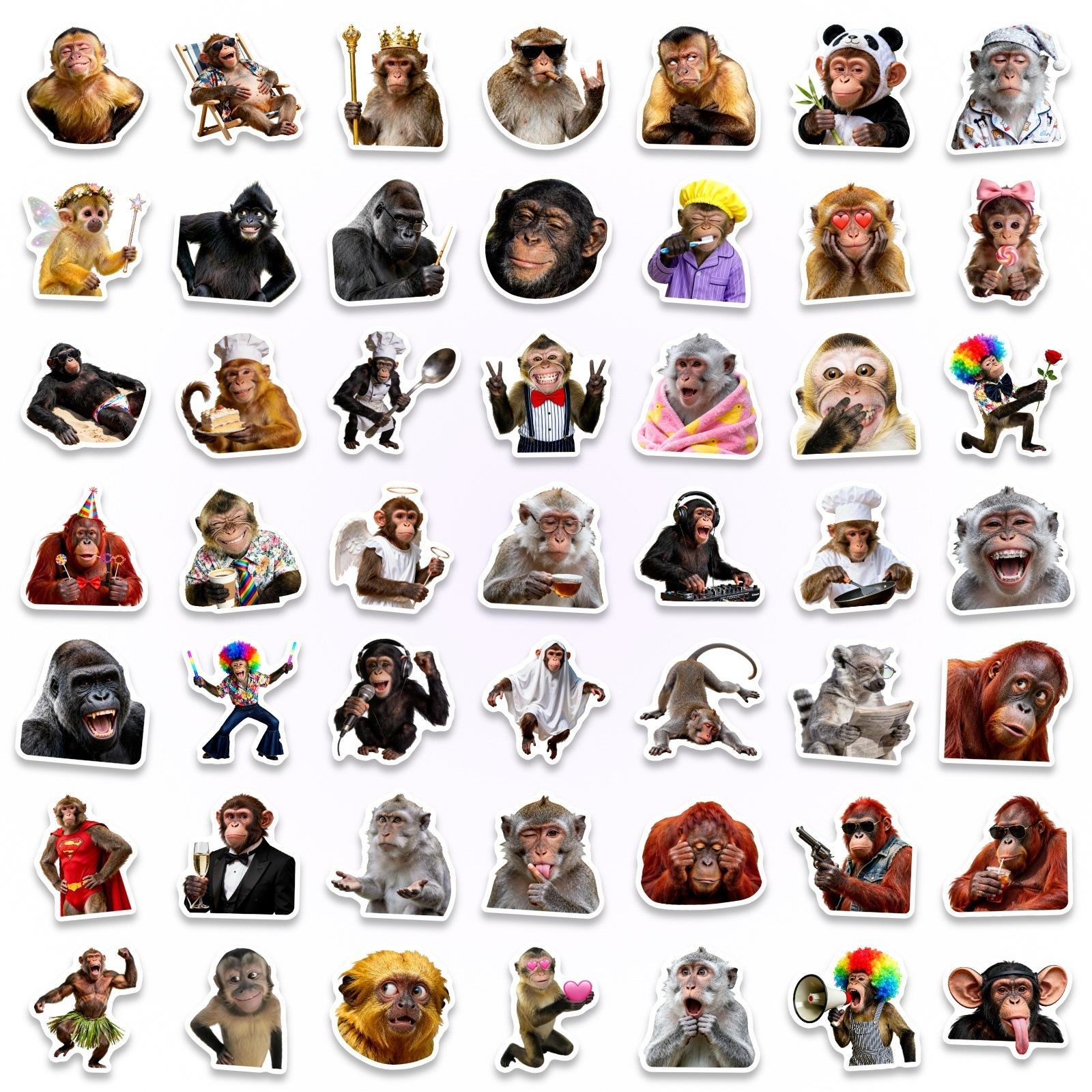 

50/100 Pcs Monkey Funny Face Stickers, Waterproof Vinyl for Helmet Skate Car Bicycle Phone Laptop Scrapbook Decor Decals