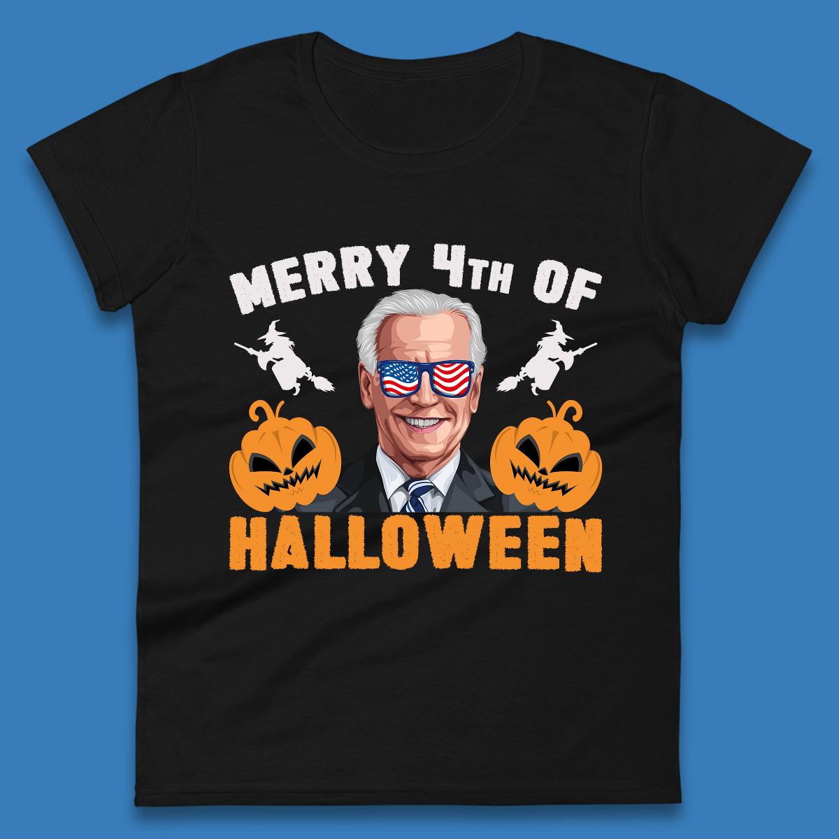 

Merry 4th Of Halloween Funny Confused Joe Biden 4th Of July Womens Tee T Shirt Mens Tops Unisex Top S