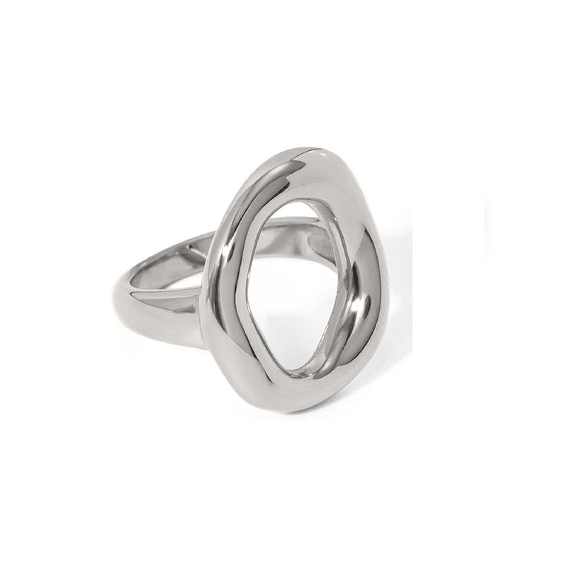 Adjustable Open Band Ring for Women Modern Minimalist Design Smooth Curved Surface Metal Fashion Jewelry Accessory One Size серебряный