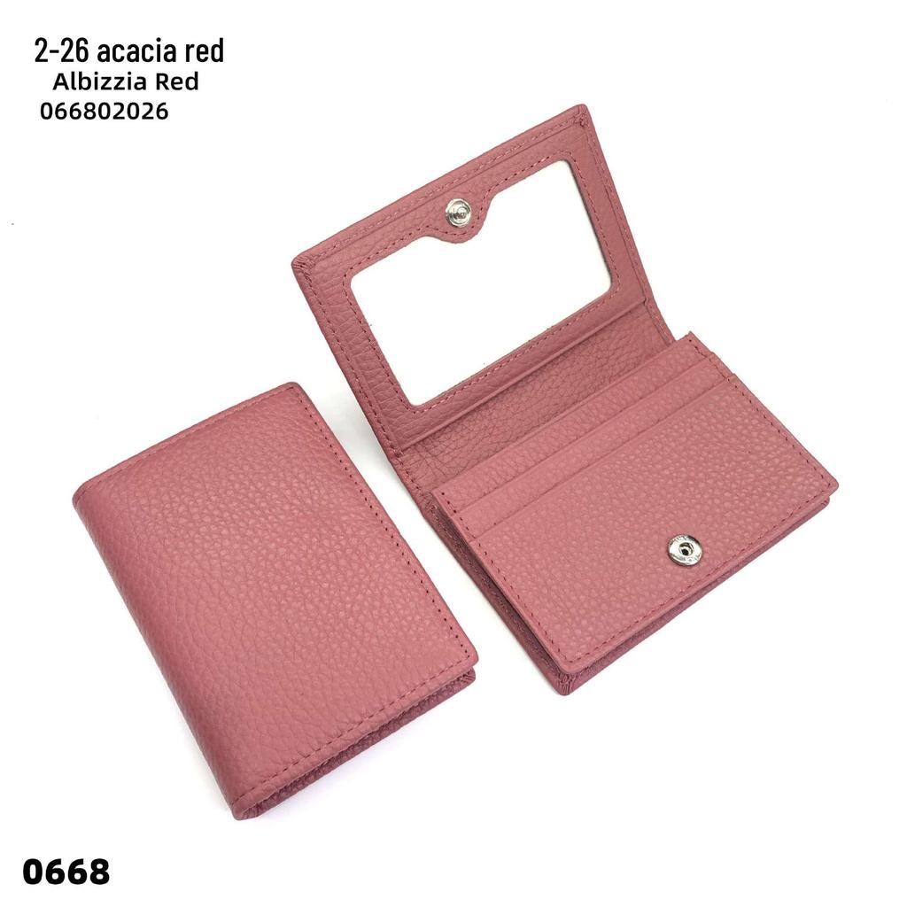 Premium Leather Card Holder: Unisex Cowhide Business Case with Mirror Window, Snap Closure & Coin Purse.