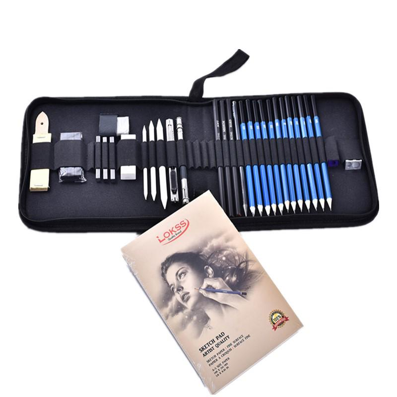 33-Piece Professional Sketching Pencil Set - Art Supplies