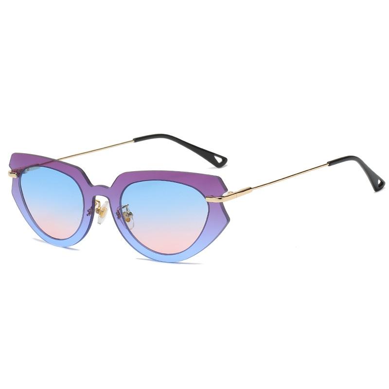 Rimless Cat Eye Sunglasses Women One-Piece Transparent Gradient Frame Sun Glasses Brand Designer Eyeglasses Shades Uv400
