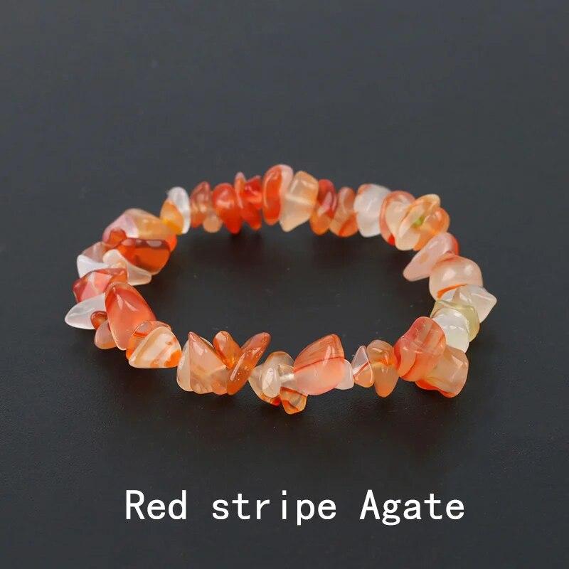 Natural Crystal Gemstone Irregular Energy Stone Bracelet Beads Chips Jewelry Amethys Aquamarine Rose Quartz Bracelets for Women