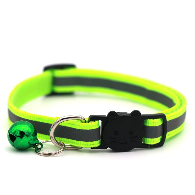 Pet Round Ear Cat Buckle Reflective Cat Head Safety Buckle Split Cat Dog Bell Necklace